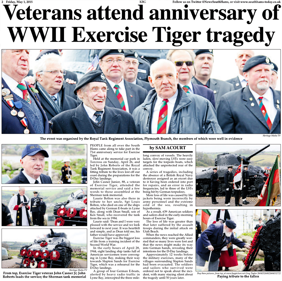 Local Newspaper Article following 71st Anniversary Memorial Service